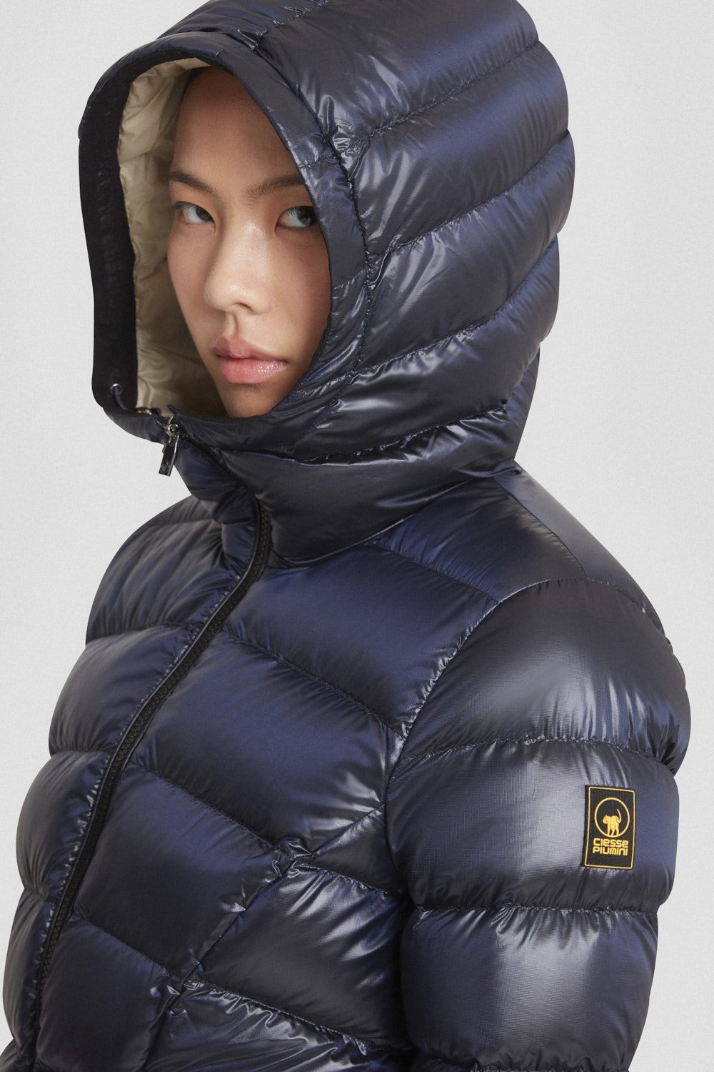 Piumino Ciesse blu con cappuccio